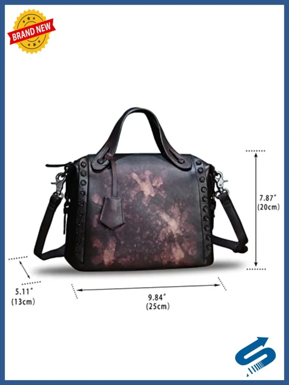 Genuine Leather Satchel Handbag Top Handle Crossbody Shoulder Bag